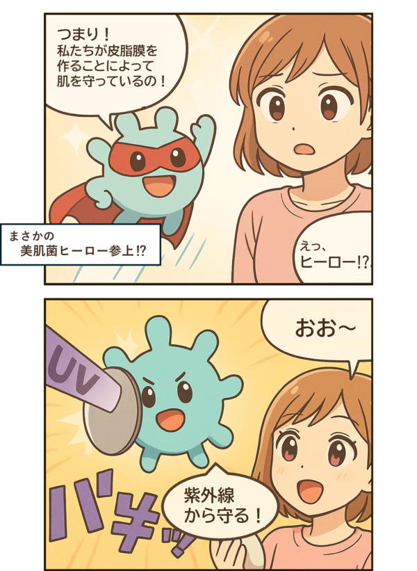 美肌菌キャラ「美肌菌ヒーロー参上！」