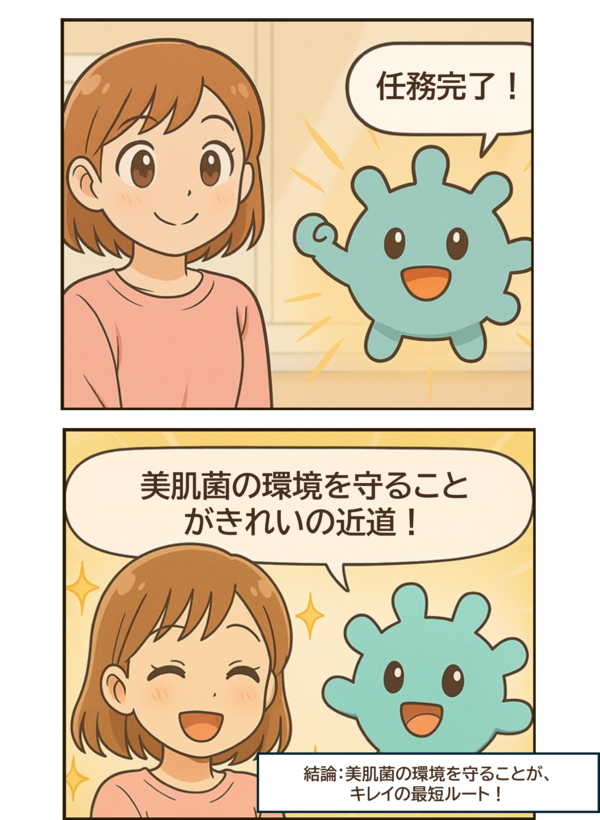 美肌菌キャラ「美肌菌を守るのがきれいの近道！」