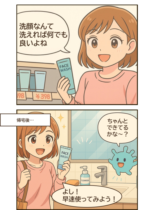 主人公「洗顔なんてなんでもいいよね」