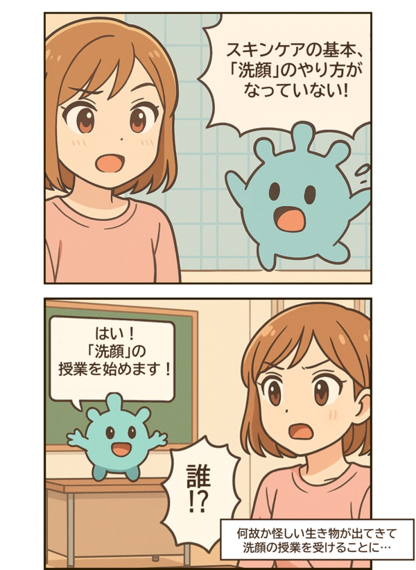 美肌菌キャラ「洗顔」の授業を始めます!」